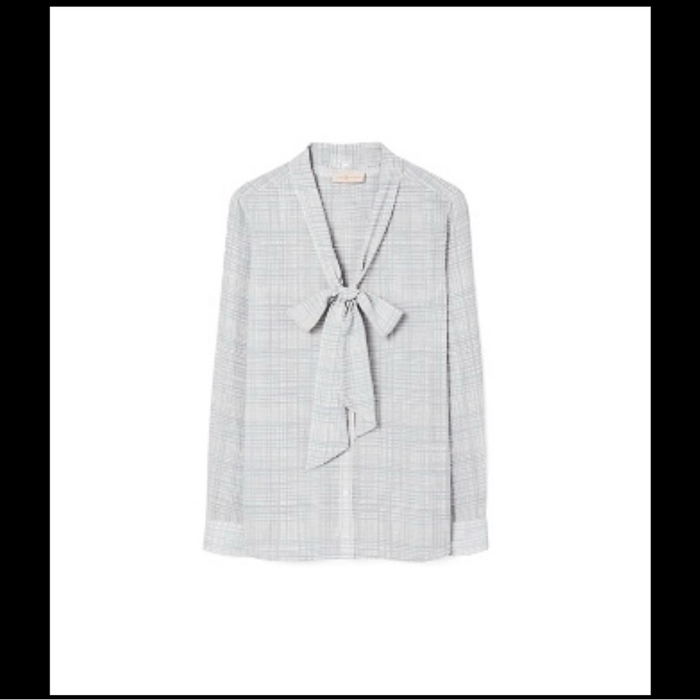 Tory Burch Printed Chiffon Bow Blouse